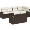 7 Delars Trädgårdsoff-set med Kuddar Brun Poly Rattan vidaXL 234 x 124 x 85 cm – miniatyr 2