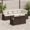 7 Delars Trädgårdsoff-set med Kuddar Brun Poly Rattan vidaXL 234 x 124 x 85 cm – miniatyr 3