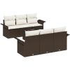 7-delars Trädgårdsoff Set med Kuddar Brun Poly Rattan vidaXL 55 x 55 x 37 cm – miniatyr 2