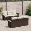 7-delars Trädgårdsoff Set med Kuddar Brun Poly Rattan vidaXL 55 x 55 x 37 cm – miniatyr 3