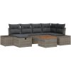 7 Delars Trädgårdsoff Set med Kuddar Grå Poly Rattan vidaXL 55 x 55 x 37 cm – miniatyr 2