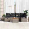 7 Delars Trädgårdsoff Set med Kuddar Grå Poly Rattan vidaXL 55 x 55 x 37 cm – miniatyr 3