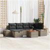 7 Delars Trädgårdsoff Set med Kuddar Grå Poly Rattan vidaXL 55 x 55 x 37 cm – miniatyr 1