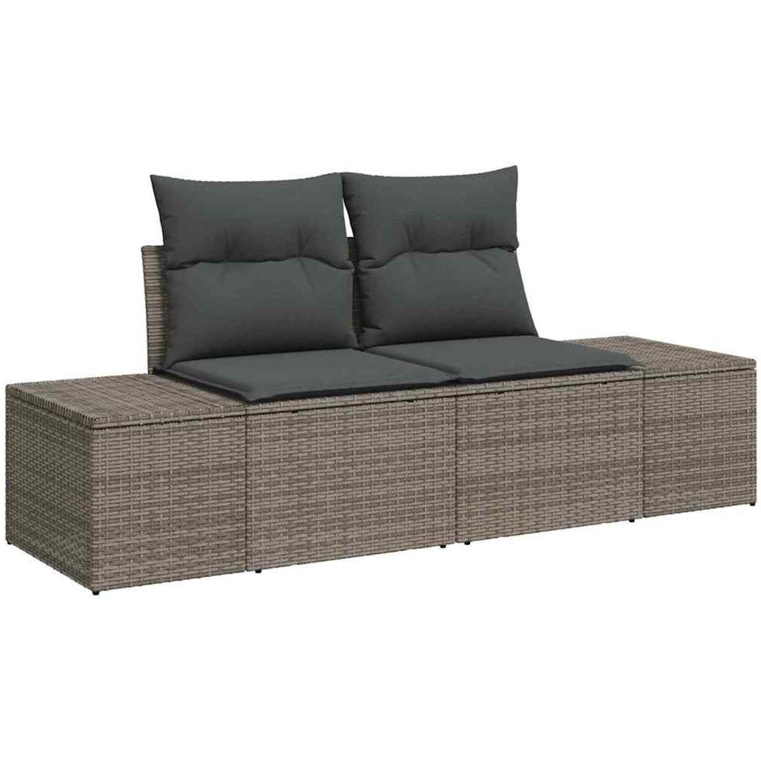 7-delars trädgårdsoff set med kuddar grå poly rotting vidaXL 100 x 55 x 73 cm – bild 4