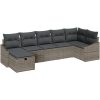 7-delars trädgårdsoff-set med kuddar Grå Polyetenrotting vidaXL 55 x 62 x 69 cm – miniatyr 2