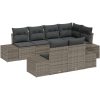 7-delars trädgårdsoff set med kuddar, grå polyrotting vidaXL 264 x 154 x 85 cm – miniatyr 2