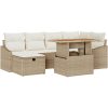 7-delars trädgårdsoff set med kuddar i beige i poly rotting. vidaXL 100 x 55 x 73 cm – miniatyr 2