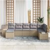 7-delars trädgårdsoff set med kuddar i beige poly rattan. vidaXL 319 x 154 x 85 cm – miniatyr 3