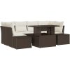 7-delars trädgårdsoff-set med kuddar i brun poly rattan vidaXL 100 x 55 x 73 cm – miniatyr 2