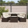 7-delars trädgårdsoff-set med kuddar i brun poly rattan vidaXL 100 x 55 x 73 cm – miniatyr 3