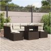 7-delars trädgårdsoff-set med kuddar i brun poly rattan vidaXL 100 x 55 x 73 cm – miniatyr 1