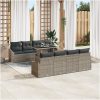 7-delars trädgårdsoff-set med kuddar i grå poly rattan vidaXL 100 x 55 x 73 cm – miniatyr 3