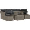 7 Delars Trädgårdsoff Set med Kuddar i Grå Poly Rattan vidaXL 100 x 55 x 73 cm – miniatyr 2
