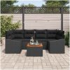 7-delars Trädgårdsoff Set med Kuddar i Svart Poly Rattan och Akacia vidaXL 55 x 55 x 37 cm – miniatyr 3