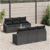 7-delars trädgårdsoff set med kuddar i svart poly rattan och akacia. vidaXL 55 x 55 x 37 cm – miniatyr 1
