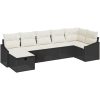7-delars trädgårdsoff-set med kuddar i svart poly rattan vidaXL 288.5 x 123.5 x 85 cm – miniatyr 2