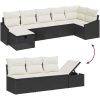 7-delars trädgårdsoff-set med kuddar i svart poly rattan vidaXL 288.5 x 123.5 x 85 cm – miniatyr 11