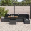 7-delars trädgårdsoff set med kuddar i svart polyrotting vidaXL 100 x 55 x 73 cm – miniatyr 3