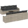 7-delars trädgårdsoff set med kuddar Ljusgrå Poly Rotting vidaXL 55 x 55 x 37 cm – miniatyr 2