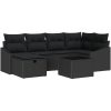7-delars trädgårdsoff set med kuddar svart poly konstrotting vidaXL 55 x 55 x 37 cm – miniatyr 2