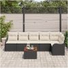 7 Delars Trädgårdsoff set med Kuddar Svart Poly Rattan Akacia vidaXL Stor – miniatyr 3