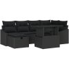 7 Delars Trädgårdsoff-set med Kuddar Svart Poly Rattan vidaXL 100 x 55 x 73 cm – miniatyr 2