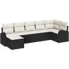 7-delars Trädgårdsoff Set med Kuddar Svart Poly Rattan vidaXL 289 x 124 x 85 cm – miniatyr 2