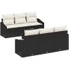 7-delars trädgårdsoff-set med kuddar, svart poly rattan vidaXL 55 x 55 x 37 cm – miniatyr 2