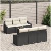7-delars trädgårdsoff-set med kuddar, svart poly rattan vidaXL 55 x 55 x 37 cm – miniatyr 3