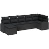 7-delars trädgårdsoff-set med kuddar svart polyrotting vidaXL 289 x 124 x 85 cm – miniatyr 2
