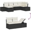 7-delars trädgårdsoff-set med kuddar svarta poly rattan vidaXL 55 x 62 x 69 cm – miniatyr 9