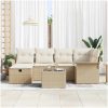 7-delars Trädgårdsoffa med Kuddar Beige Poly Rattan vidaXL 242.5 x 132.5 x 85 cm – miniatyr 3