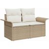 7-delars Trädgårdsoffa med Kuddar Beige Poly Rattan vidaXL 242.5 x 132.5 x 85 cm – miniatyr 4