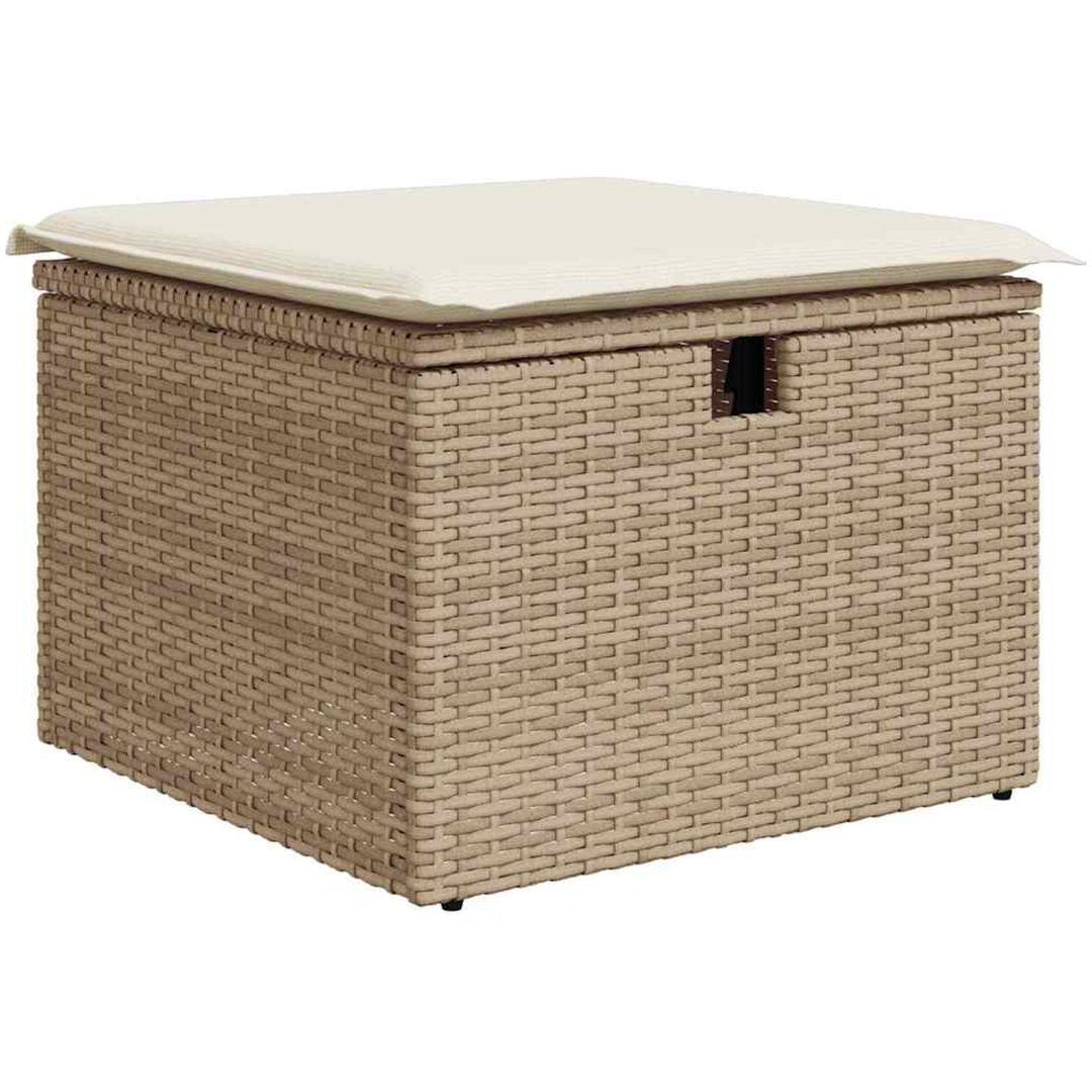 7-delars Trädgårdsoffa med Kuddar Beige Poly Rattan vidaXL 242.5 x 132.5 x 85 cm – bild 7