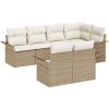 7-delars trädgårdsoffa med kuddar, beige polyrotting vidaXL 242.5 x 132.5 x 85 cm – miniatyr 2