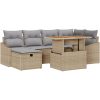7 Delars Trädgårdsoffa med Kuddar i Beige Poly Rattan vidaXL 100 x 55 x 73 cm – miniatyr 2