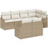 7 Delars Trädgårdsoffa Set med Kuddar Beige Poly Rattan vidaXL Stor – miniatyr 2