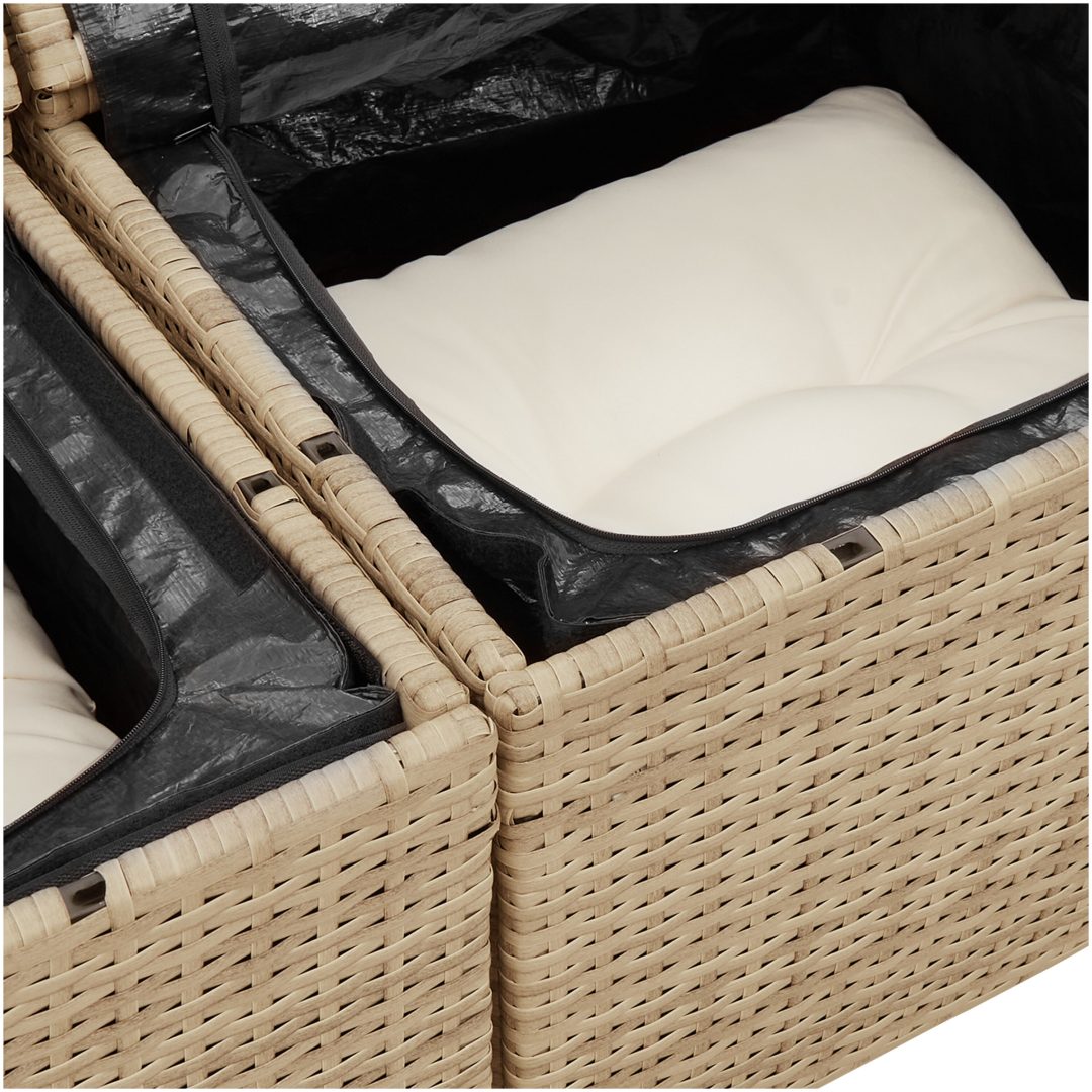 7 Delars Trädgårdsoffa Set med Kuddar Beige Poly Rattan vidaXL Stor – bild 8