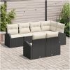 7 Delars Trädgårdsoffa Set med Kuddar Svart Poly Rattan vidaXL 234 x 124 x 85 cm – miniatyr 3