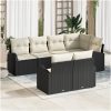7 Delars Trädgårdsoffa Set med Kuddar Svart Poly Rattan vidaXL 234 x 124 x 85 cm – miniatyr 1