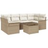 7-delars Trädgårdsoffagrupp med Kuddar Beige Poly Rattan vidaXL 55 x 55 x 37 cm – miniatyr 2