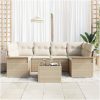 7-delars Trädgårdsoffagrupp med Kuddar Beige Poly Rattan vidaXL 55 x 55 x 37 cm – miniatyr 3