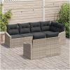 7-delars trädgårdsoffagrupp med kuddar ljusgrå poly rattan vidaXL 233.5 x 123.5 x 85 cm – miniatyr 3