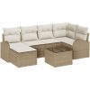 7 delars Trädgårdsoffagrupper med Kuddar Brun Poly Rattan vidaXL 55 x 55 x 37 cm – miniatyr 2