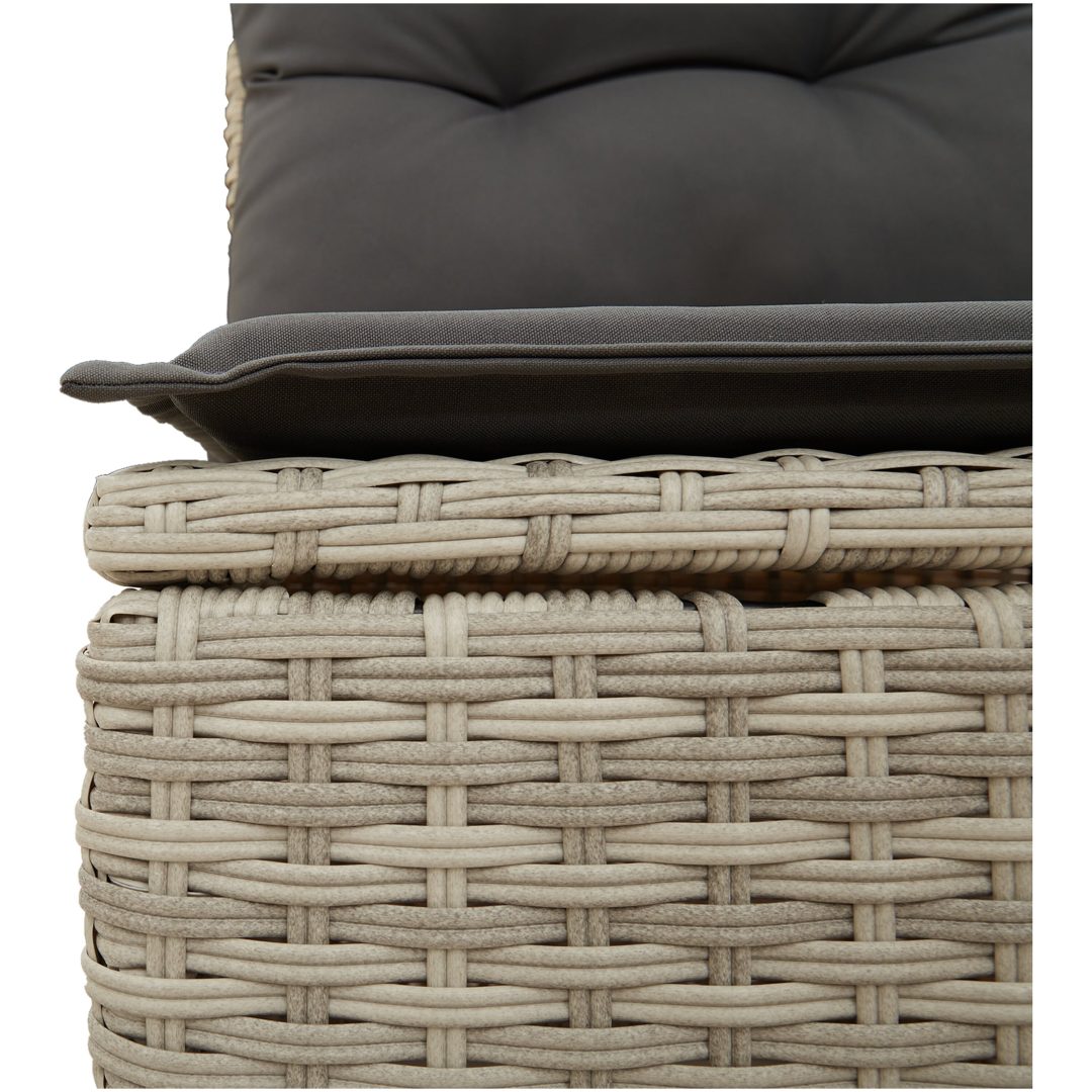 7-delars trädgårdsoffapaket med kuddar Ljusgrå Polyrotting vidaXL 55 x 55 x 37 cm – bild 7
