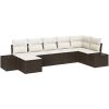 7-delars trädgårdsoffasats med kuddar brun poly rattan vidaXL 319 x 154 x 69 cm – miniatyr 2
