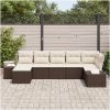7-delars trädgårdsoffasats med kuddar brun poly rattan vidaXL 319 x 154 x 69 cm – miniatyr 3