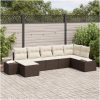 7-delars trädgårdsoffasats med kuddar brun poly rattan vidaXL 319 x 154 x 69 cm – miniatyr 1