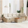 7 delars trädgårdsoffaset med dynor Beige Poly Rattan vidaXL 55 x 55 x 37 cm – miniatyr 1