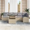 7 Delars Trädgårdsoffaset med Kuddar Beige Poly Rattan vidaXL 100 x 55 x 73 cm – miniatyr 3
